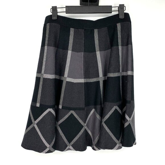 Saks Fifth Avenue Skirt Back Gray Plaid Pull On Knit VTG - Picture 4 of 6